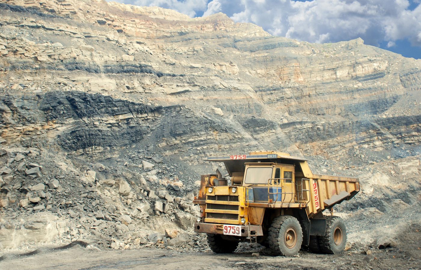 Haul truck working an open pit mining operation